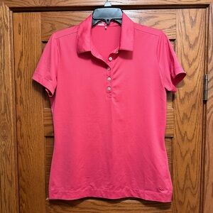 Nike Women’s Golf Sport Pink Striped Polo Dri Fit Size medium